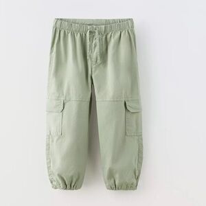 Zara Kids Olive Green Cargo Parachute Pants 2-3Y